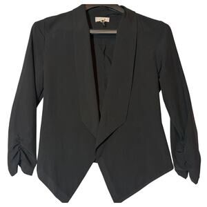 C’EST TOI Women’s Long Sleeve Open Front Jacket Duster Size Small Ruched Sleeves